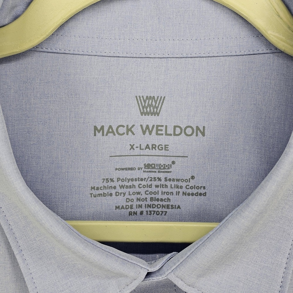 Mack Weldon Shirt Mens XL Blue SeaWool Blend Long Sleeve Woven Button Up Casual - Picture 3 of 9